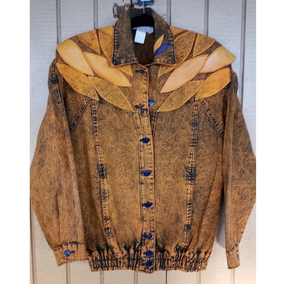 Opal Vintage Genuine Leather Jean Bomber Jacket
